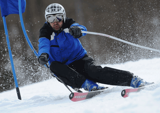 Pavel Trčala při tréningu obřího slalomu